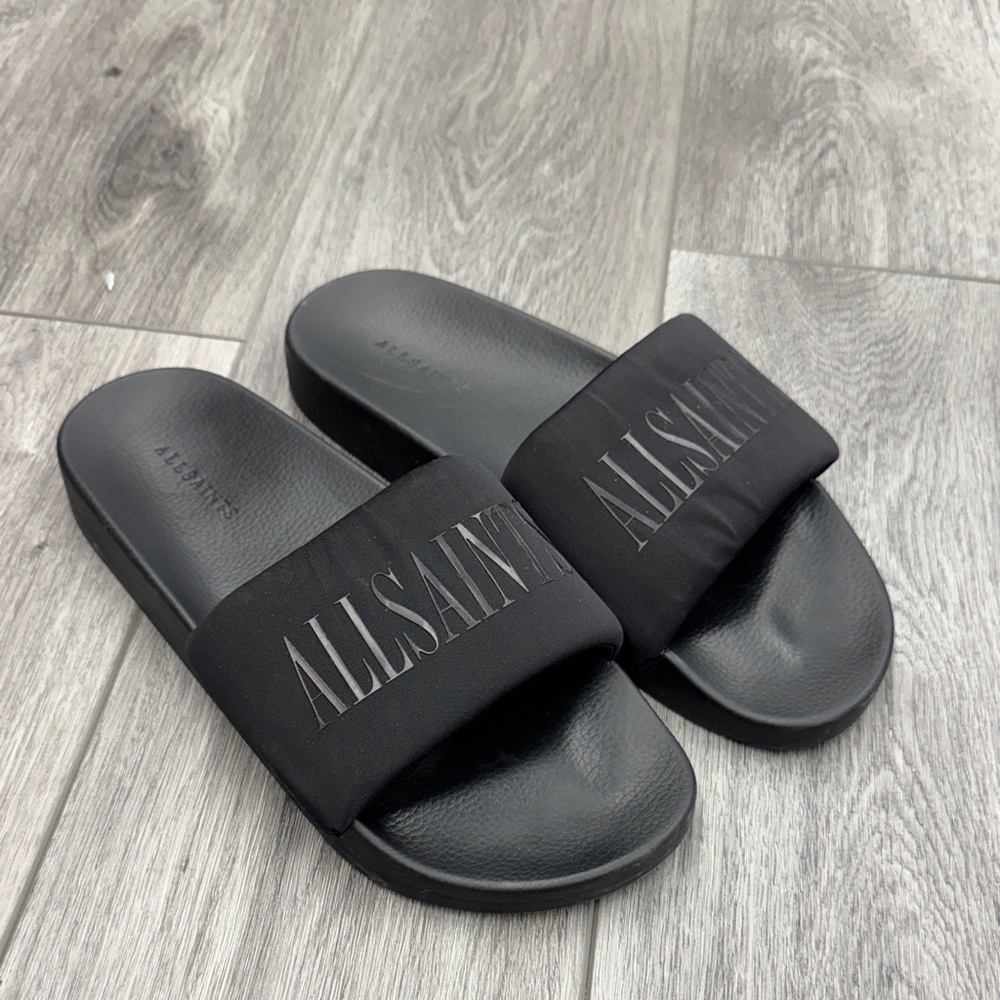 All Saints Men's Black Slide Sandals